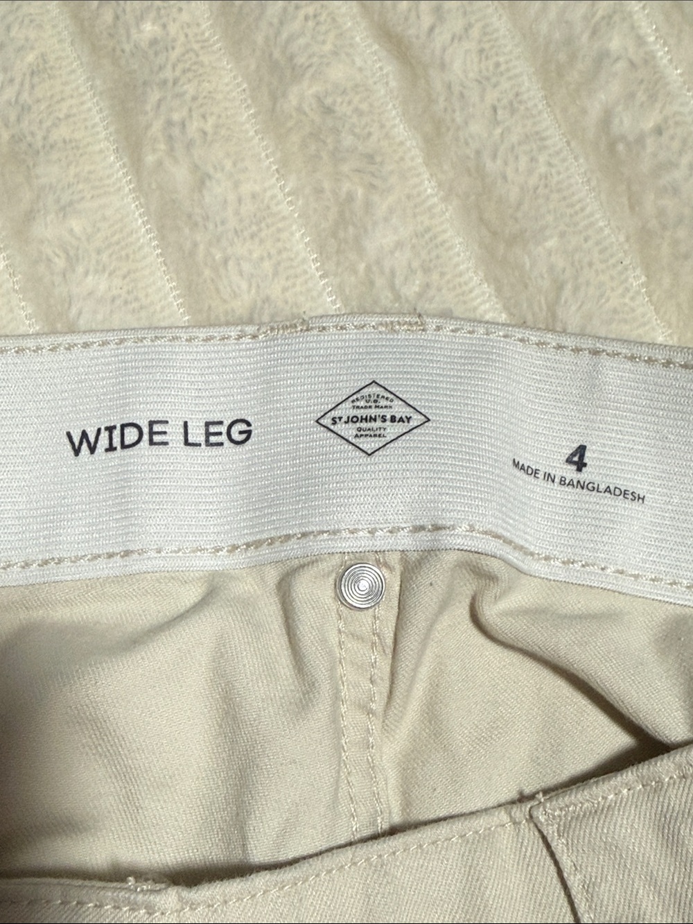 St. John's Bay Button-Accent Wide Leg Pants - Cream - Picture 6 of 14